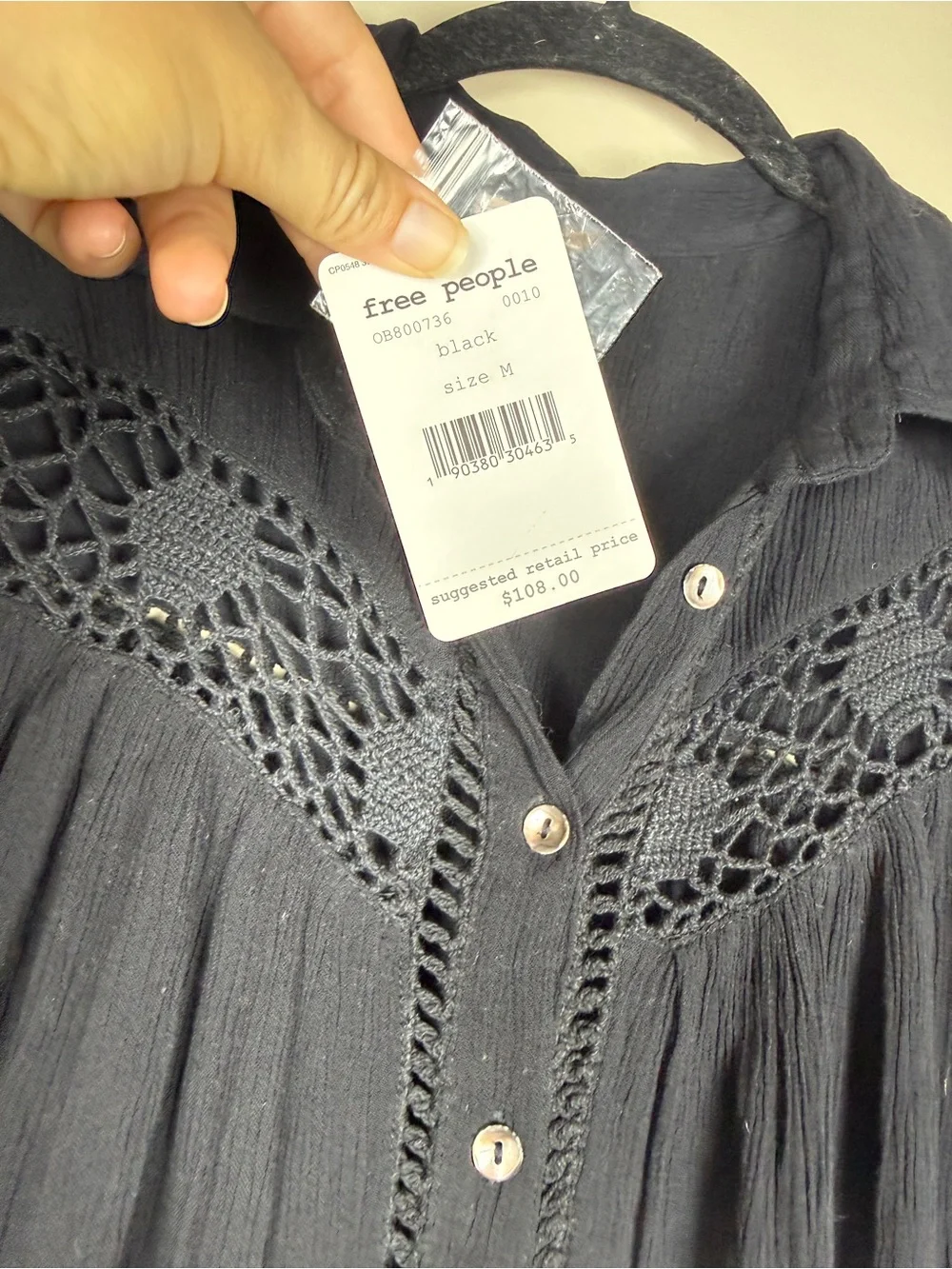 Free People Katie Bird Buttondown Boho Top